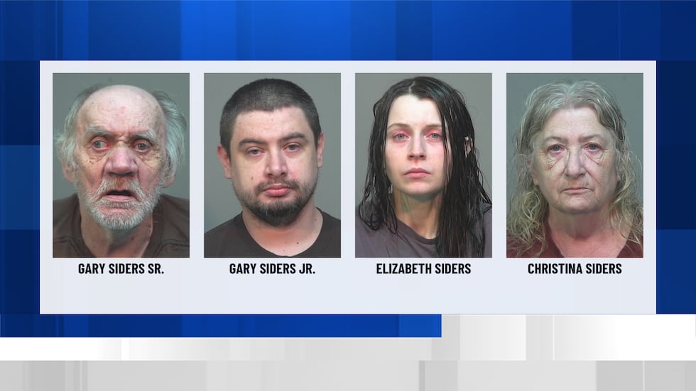 Gary Siders Sr., Gary Siders Jr., Elizabeth Siders, and Christina Siders are each facing 16...