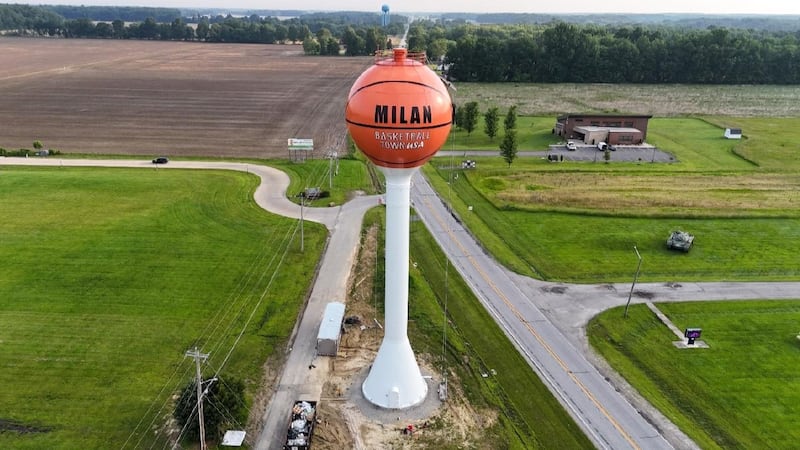 A one-of-a-kind basketball-themed water storage tank will soon be dedicated to the town of Milan.