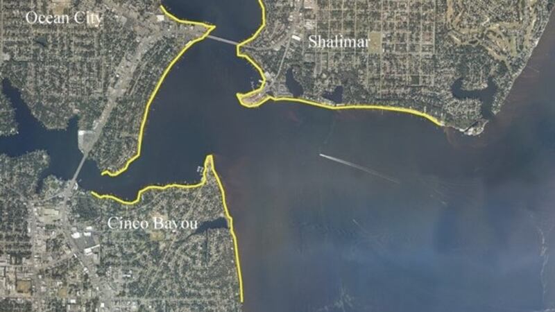 The safety zone radius is within navigable waters of the yellow highlighted portions noted,...