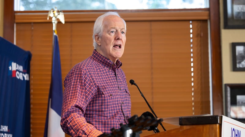 Sen. John Cornyn, R-Texas, speaks during a campaign stop in The Woodlands, Texas, Saturday,...