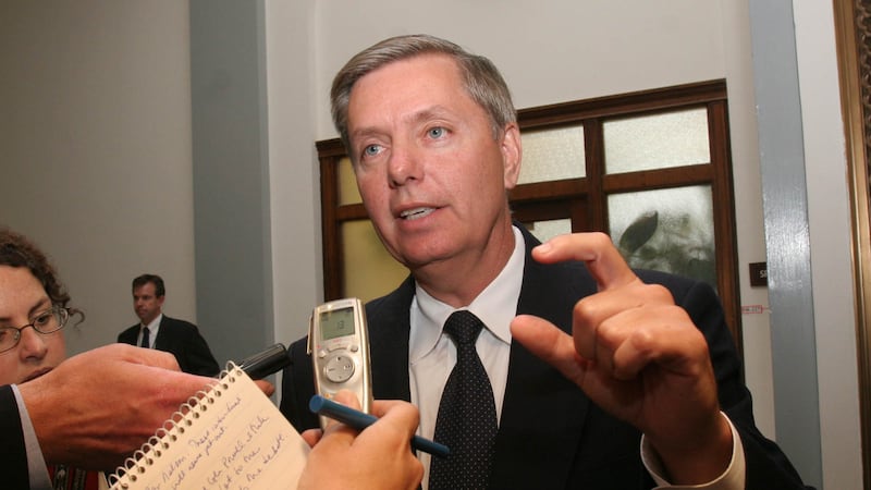 ** FILE ** Sen. Lindsey Graham, R-S.C., speaks with reporters on Capitol Hill in Washington,...