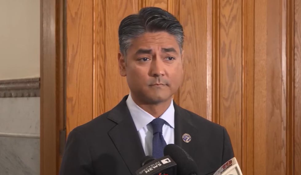 Mayor Aftab Pureval speaks after the city announced the dismissal of Police Chief Teresa Theetge.