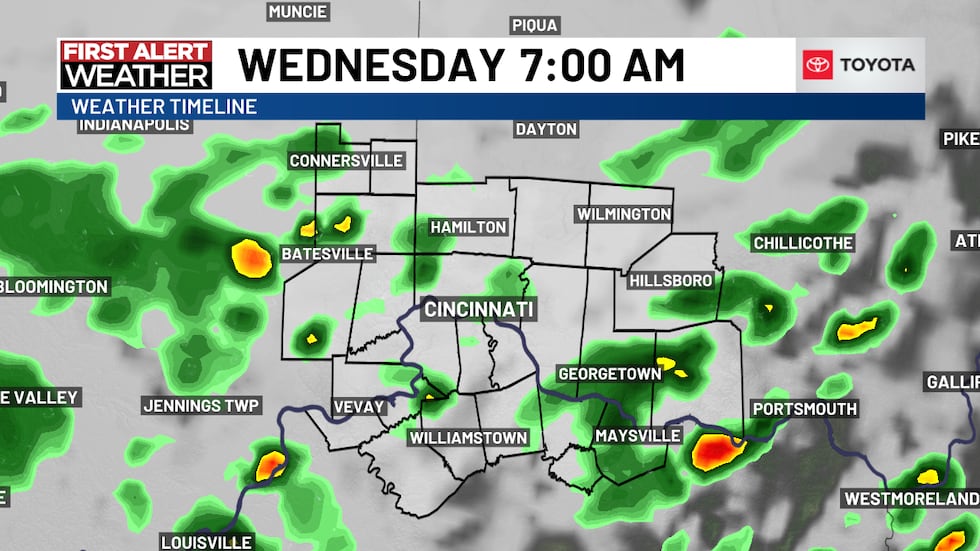 A cold front will move into the Tri-State Wednesday morning, with showers impacting the...