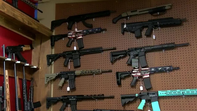 Firearms for sale at a local gun shop.