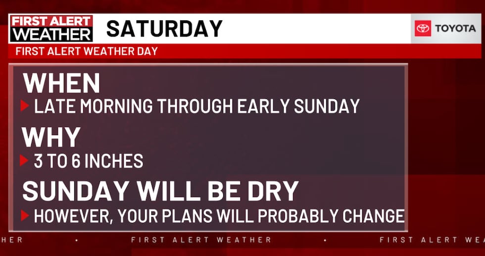 Several inches of snow are possible.