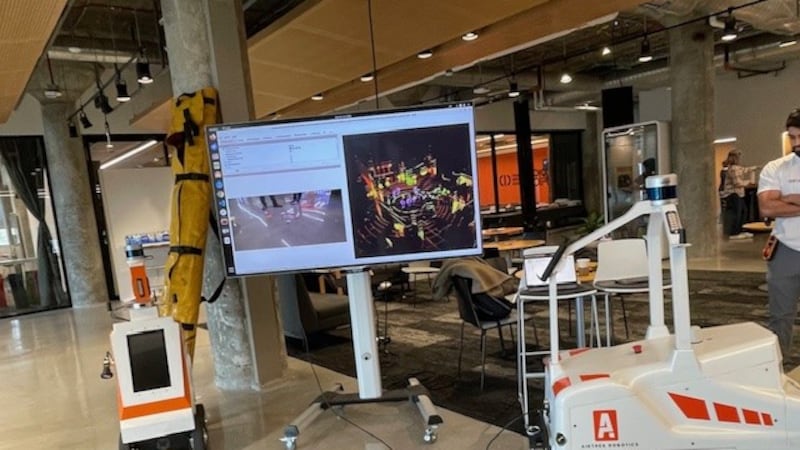 Airtrek Robotics showcased its autonomous robot, Iris, during a live demo at Lunken Airport...