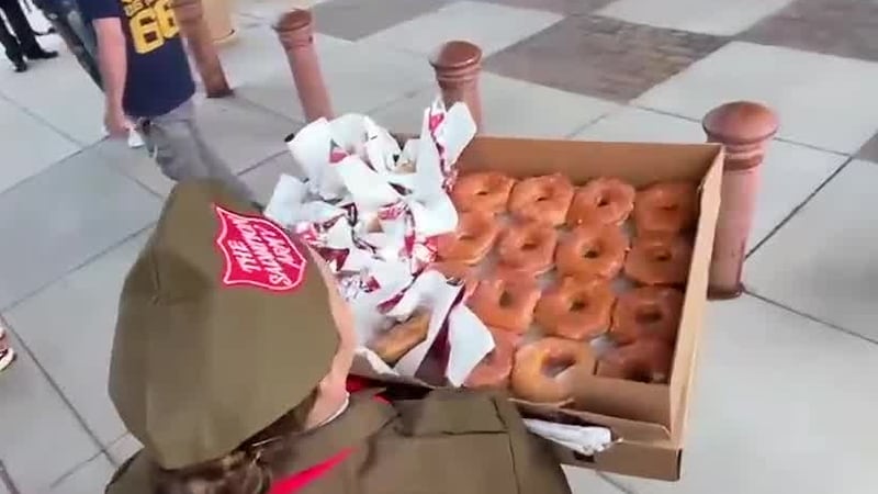 Salvation Army gave out free donuts for National Donut Day