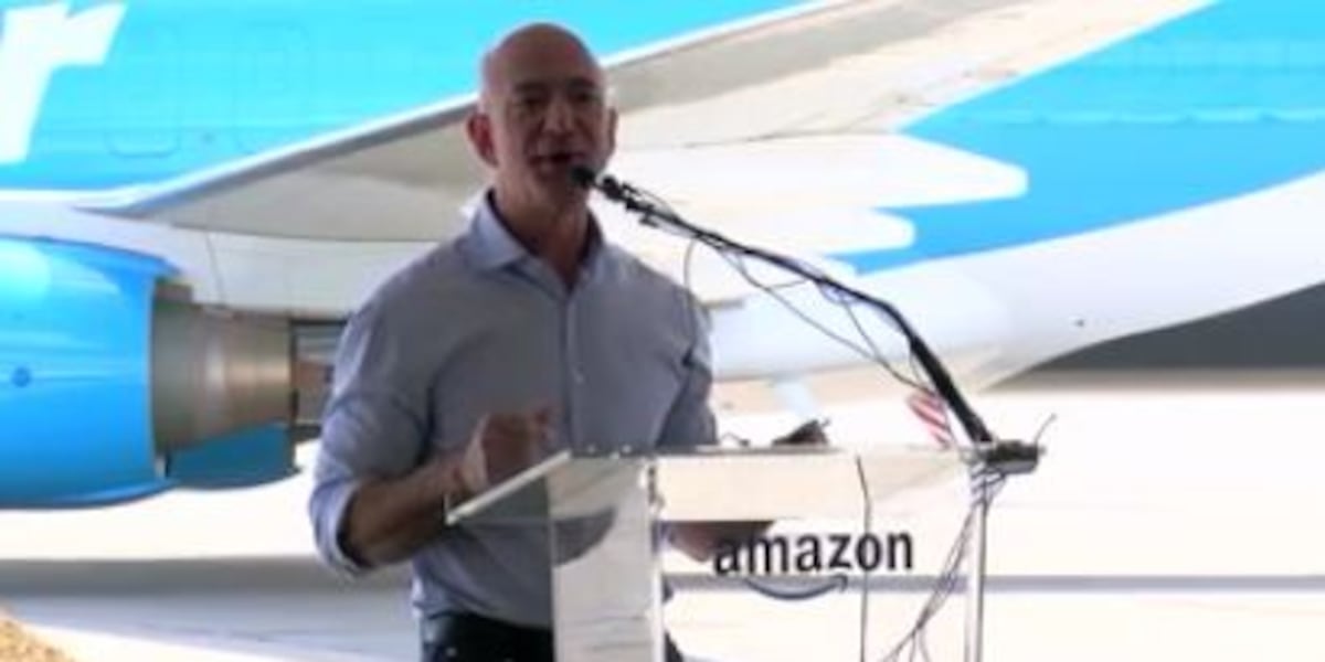 Cvg Amazon Ramp CEO Jeff Bezos present as Amazon cargo hub breaks ground at CVG
