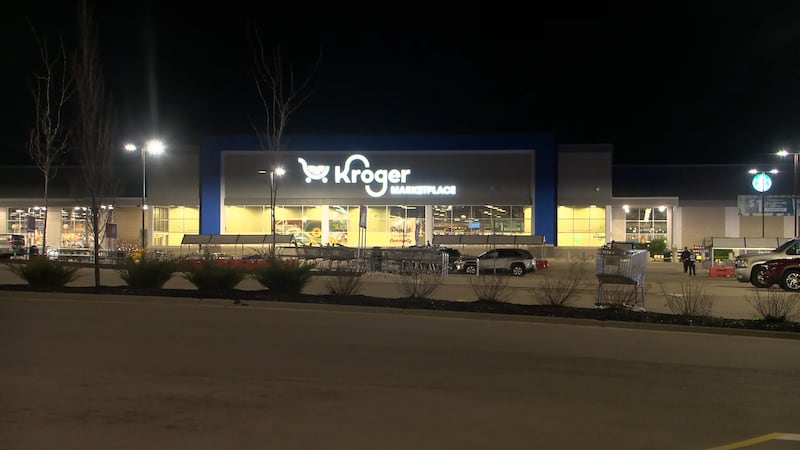 Two people were injured after a bullet came through the glass of a Kroger in Warren County.