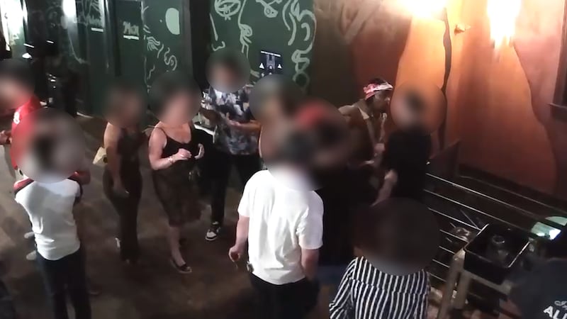 Video shows former Bengal Adam âPacmanâ Jones (brown top) inside Second Story Bar prior to his...