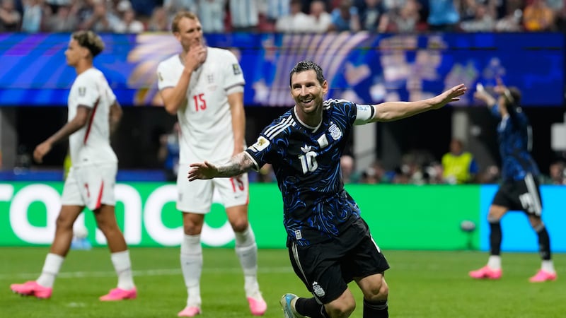 Argentina's Lionel Messi seen during the World Cup semifinal soccer match between England and...