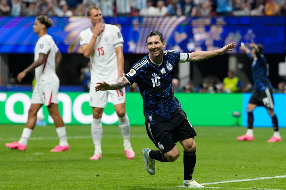 Argentina's Lionel Messi seen during the World Cup semifinal soccer match between England and...