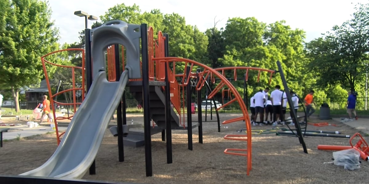 Bengals build new playground at Westwood sports complex during annual Hometown Huddle