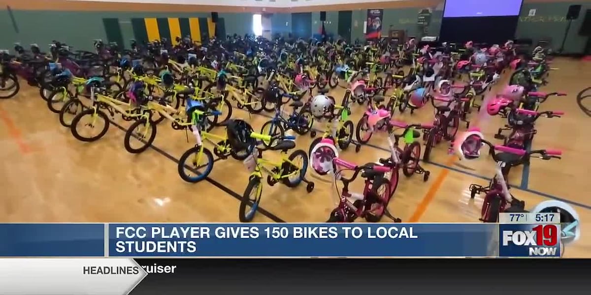 FCC player gives 150 bikes to local students