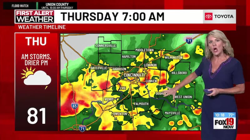 Damaging wind and flash flooding are the main concerns with morning commute issues likely